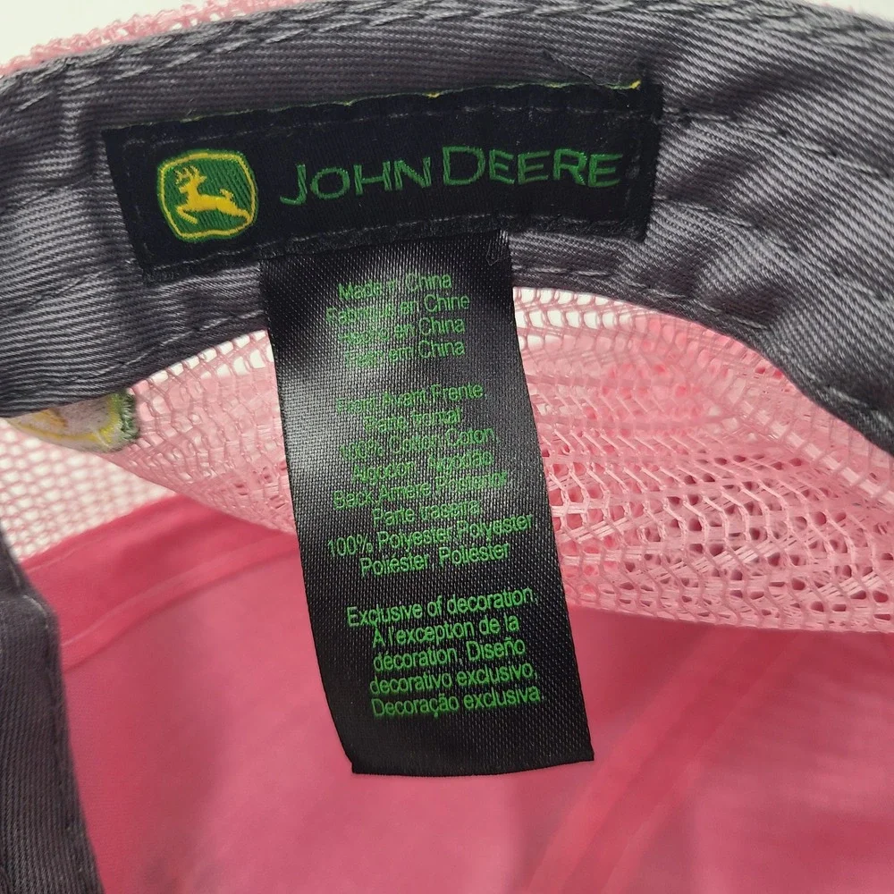 Women John Deere Hat Snapback Trucker Mesh Gray Pink Sydenstricker Missouri Farm